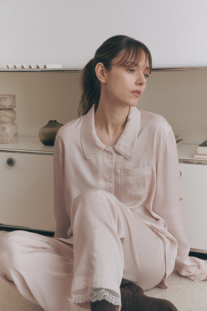 レース ルームウェアセット（ライトピンク）