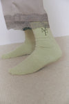 MF 着圧刺繍ソックス（グリーン・ブラウン）