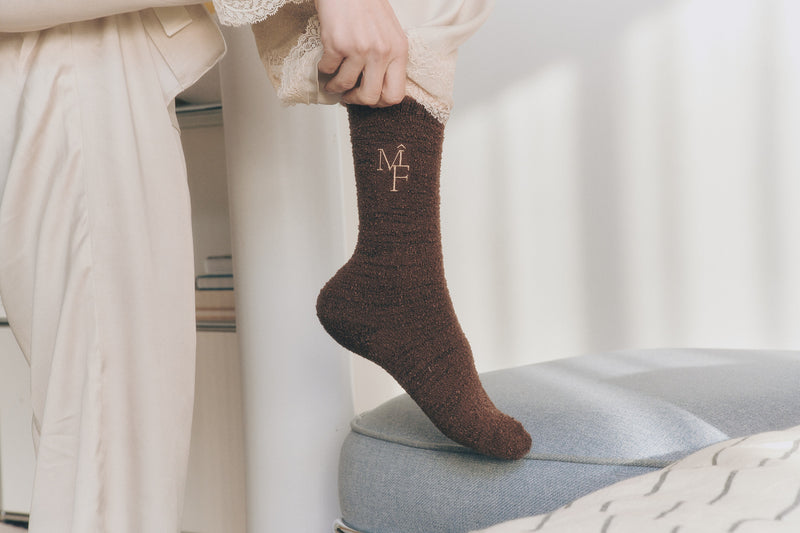 MF 着圧刺繍ソックス（グリーン・ブラウン）